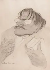 Tadeusz Waśkowski, Portret Tytusa Czyżewskiego, ołówek, kredka, lawowanie, karton kremowy