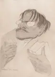 Tadeusz Waśkowski, Portret Tytusa Czyżewskiego, ołówek, kredka, lawowanie, karton kremowy