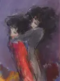 Dwie kobiety by Alicja Wahl, 1995, pastel, gwasz, papier, sold Sep 2005