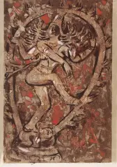 Janina Kraupe, Tańczący Siwa, 1958, linoryt barwny