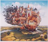 Lądowanie miasta by Jacek Yerka, 2002, giclee, sold Sep 2005