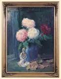 Anna Gumlich-Kempf, MARTWA NATURA Z CHRYZANTEMAMI, olej, płótno