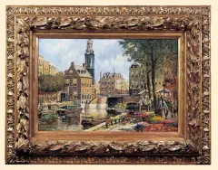 Louis de Leeuw, NAD KANAŁEM W AMSTERDAMIE, olej, płótno