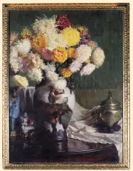 Nn Nn, MARTWA NATURA Z CHRYZANTEMAMI, 1911, olej, płótno