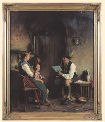 DOBRE WIADOMOŚCI by Emil Rau, przed 1900, olej, płótno, offered Sep 2005
