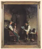Emil Rau, DOBRE WIADOMOŚCI, przed 1900, olej, płótno