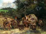 Anton Hoffmann, Tabor wojsk z czasów wojny 30-letniej, ok. 1900, olej, płótno