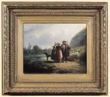 Jules David, SPOTKANIE NA DRODZE, olej, płótno