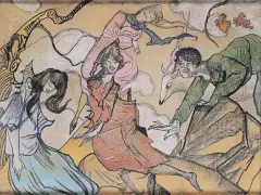 Stanisław Ignacy Witkiewicz, SPOTKANIE Z JEDNOROGIEM W GÓRACH SKALISTYCH, 1920, pastel, papier