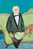 Andrzej Umiastowski, MĘŻCZYZNA Z RYBĄ, 1998, olej, płótno