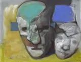 Stasys Eidrigevičius, Dwoje, 1997, pastel, papier kremowy