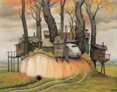 Jacek Yerka, Jesień na Maderze, 2004, pastel, papier