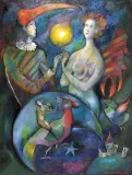 Jan Bonawentura Ostrowski, KOMPOZYCJA FANTASTYCZNA, 1997, olej, płótno