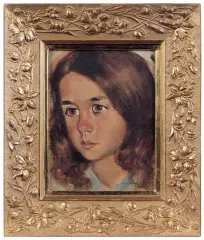 Leon Lewkowicz, PORTRET CIEMNOWŁOSEJ DZIEWCZYNKI, olej, płótno