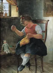 Ludwig Kohrl, MAŁA KRAWCOWA, 1887, olej, płótno