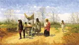 Franz Streitt, CYGANIE W DRODZE, przed 1887, olej, deska