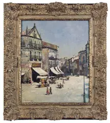 Josef Burger, PLAC MIEJSKI, olej, płótno