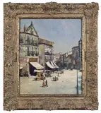 Josef Burger, PLAC MIEJSKI, olej, płótno