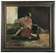 CHŁOPCY by Wincenty Wodzinowski, ok. 1900, olej, płótno, offered Jun 2005