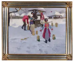 PRZY STUDNI by Alfons Karpiński, 1911, olej, płótno, offered Jun 2005