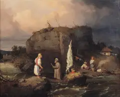 Józef Szermentowski, PRZEPRAWA, 1856, olej, płótno