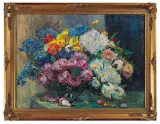 Adele von Finck, BUKIET RÓŻNOBARWNYCH KWIATÓW, po 1920, olej, płótno