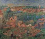 Jerzy Fedkowicz, MIKOŁAJKI - WIDOK MIASTECZKA, 1949, olej, płótno