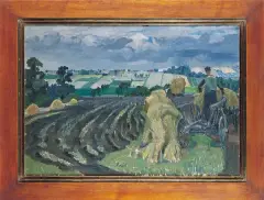 Andrzej Wróblewski, WAGANOWICE – ŻNIWA, 1953, olej, płótno