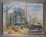 Kazimierz Żmurko, NA BUDOWIE KOMBINATU, 1951, olej, płótno