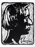 Janina Królikowska, Chopin, 1955, drzeworyt, papier kremowy