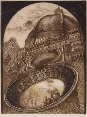 Barbara Rosiak, Florencja – Il Duomo, 1979, akwaforta, miekki werniks barwny, papier kremowy