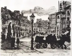 Józef Tom, Warszawa w roku 1920, 1953, litografia, papier