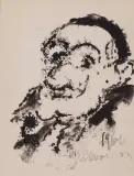 Józef Charyton, Portret Żyda, 1966, gwasz, tusz pędzel, papier kremowy