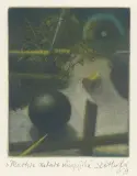 Włodzimierz Kotkowski, Martwa natura olimpijska, 1978, mezzotina barwna, akwaforta, papier
