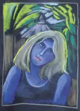 Portret blondynki by Hanna Bakuła, 1998, pastel, karton, sold Jun 2005