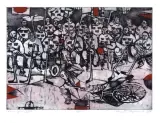Mieczysław Wejman, Rowerzysta XV a, 1964, akwaforta, odprysk, akwatinta barwna, papier krem