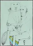 Barbara Gawdzik-Brzozowska, Prot i Kamila, 1980, tusze barwne, papier szarozielony