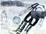 Mariusz Woszczyński, Piłkarskie akcje boiskowe, 1993, pastel, gwasz, dłg., collage, karton