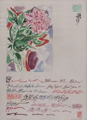 Janina Kraupe, Amarantowa peonia, 1989, akwarela, gwasz, ołówek, papier