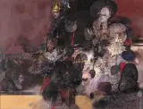 Zbigniew Sprycha, Ułan i dama, 1987, akryl, tusz pióro, pędzel, tempera, karton