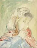 Henryk Gotlib, Portret żony artysty Janet, lata 40. [?], akwarela, ołówek, papier