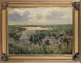 Wilhelm Kohlhoff, PODMOKŁA ŁĄKA, 1913, olej, sklejka