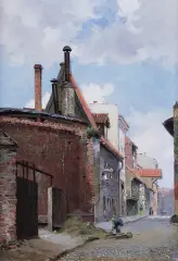 Wilhelm Sprenger, STARA ULICZKA W TORUNIU, 1897, olej, płótno