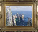 Albert Wenk, SKALISTE BRZEGI CAPRI, olej, płótno