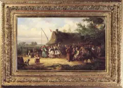 Franciszek Kostrzewski, WESELE WIEJSKIE Z OKOLIC WARSZAWY, 1865, olej, płótno