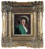 Albert Friedrich Schröder, PORTRET MĘŻCZYZNY W KAPELUSZU, olej, deska