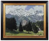 Louis Lejeune, KRAJOBRAZ Z OKOLIC INNSBRUCKA, olej, sklejka