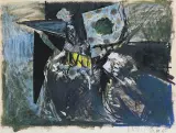 Kompozycja by Aleksander Kobzdej, 1965, technika mieszana, papier, sold Apr 2005