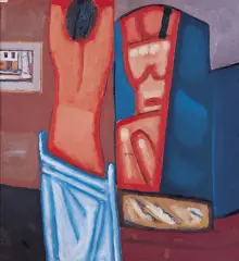 Jerzy Nowosielski, Toaleta, 1963, olej, płyta pilśniowa