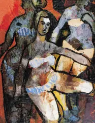 Lech Kunka, KABARET PARYSKI, 1952, olej, papier